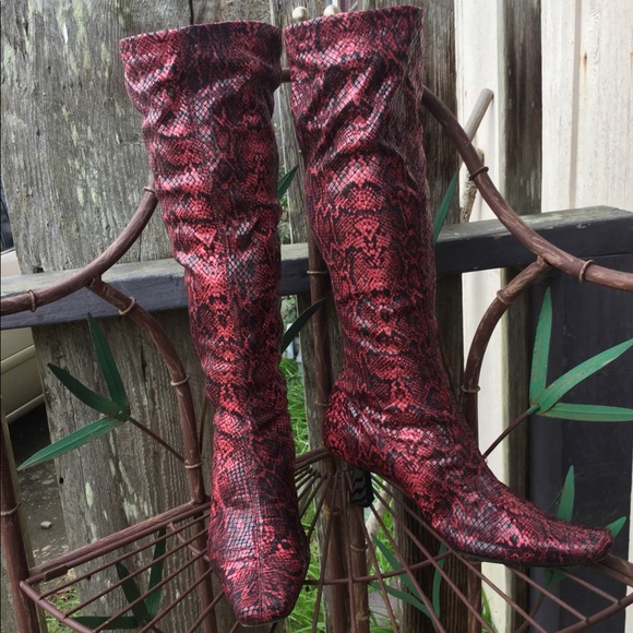 No Label Italian Snake Print Boots - Picture 2 of 7